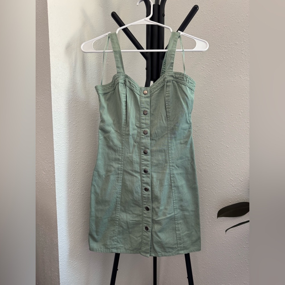 Green Button-Down Mini Dress